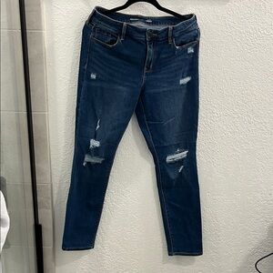 Old Navy power, slim straight mid rise size 10 Distressed Blue Jeans